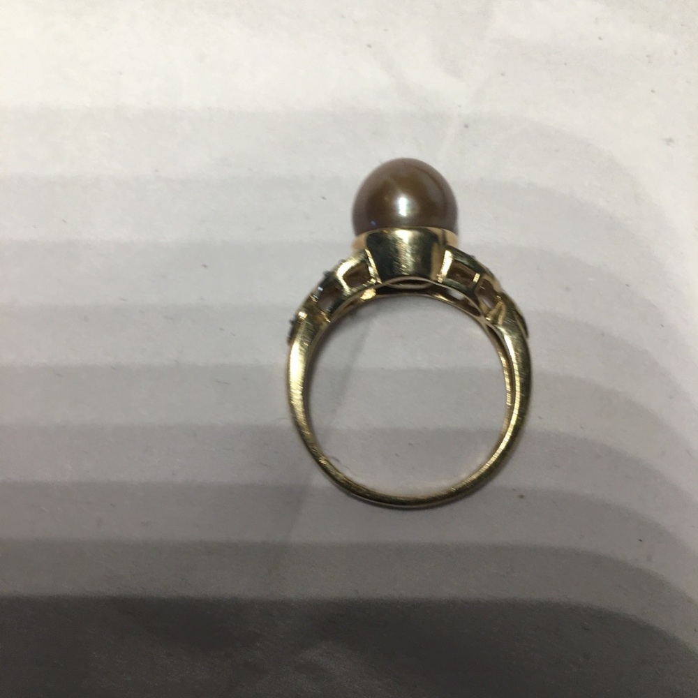 14K gold Dyed brownish pearl ring - Picture 3 of 5